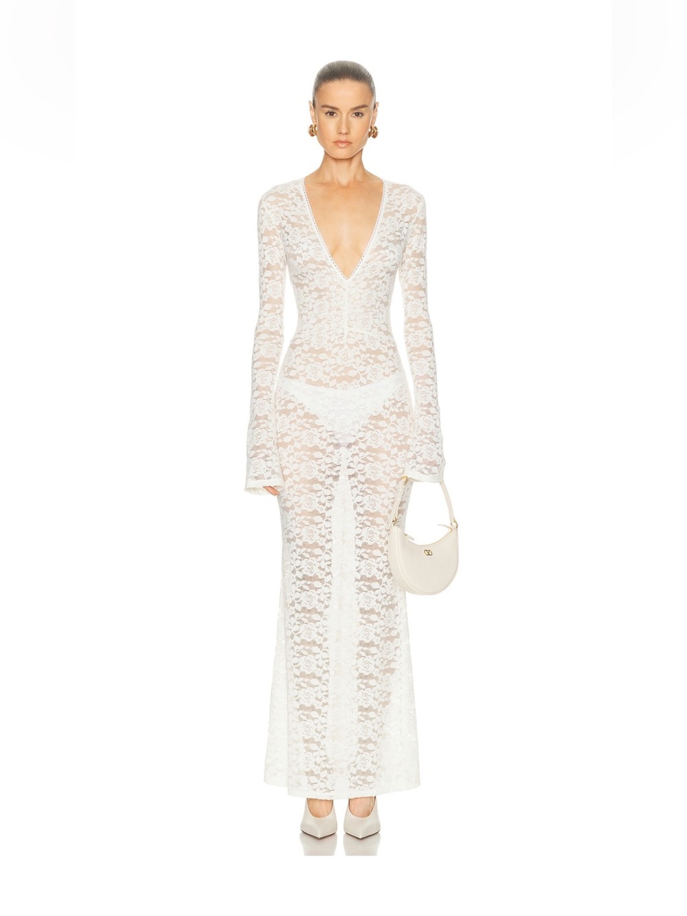Bananhot Tyler Maxi Dress in Cream Lace - Cream